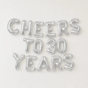 16-inch Silver CHEERS TO 30 YEARS Foil Balloon Banner
