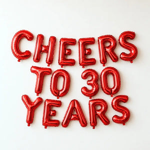 16-inch Red CHEERS TO 30 YEARS Foil Balloon Banner