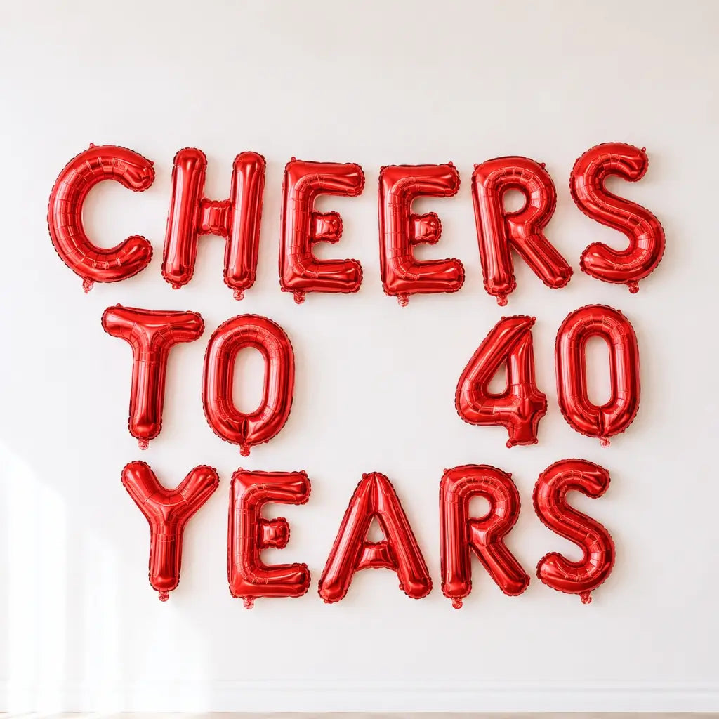 16-inch Red CHEERS TO 40 YEARS Foil Balloon Banner