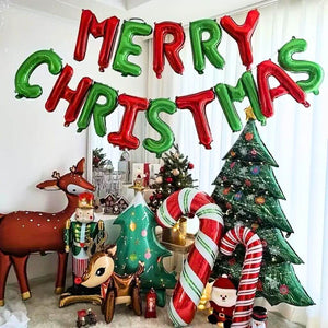 16-inch Red Green MERRY CHRISTMAS Foil Balloon Banner