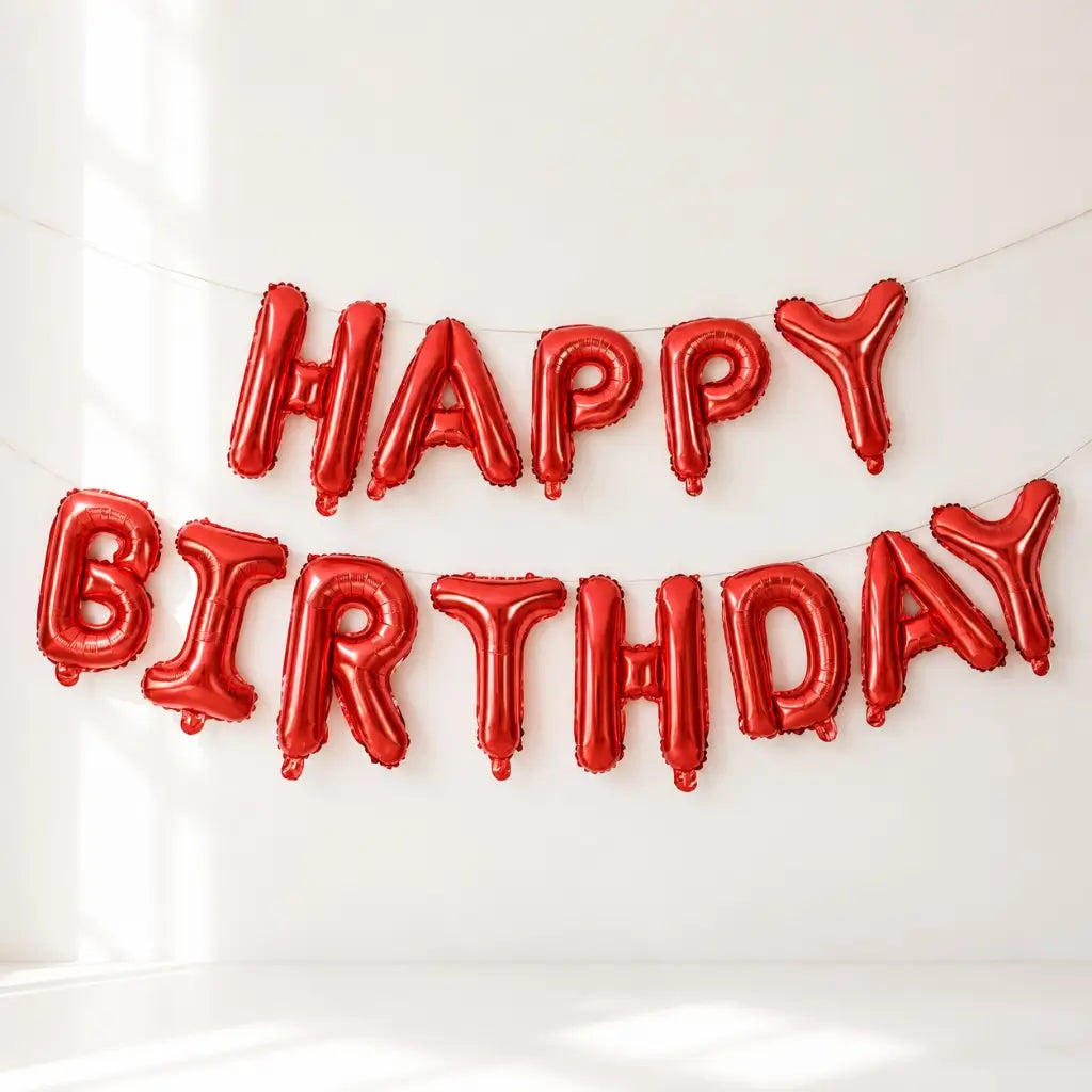 16-inch Red HAPPY BIRTHDAY Foil Balloon Banner