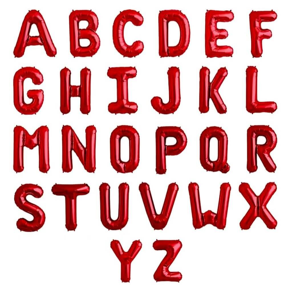 16" Red A-Z Alphabet Letter & 0-9 Number Foil Balloon