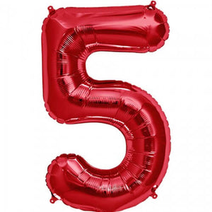 16 Inch Red Alphabet number 5 air filled Foil Balloon