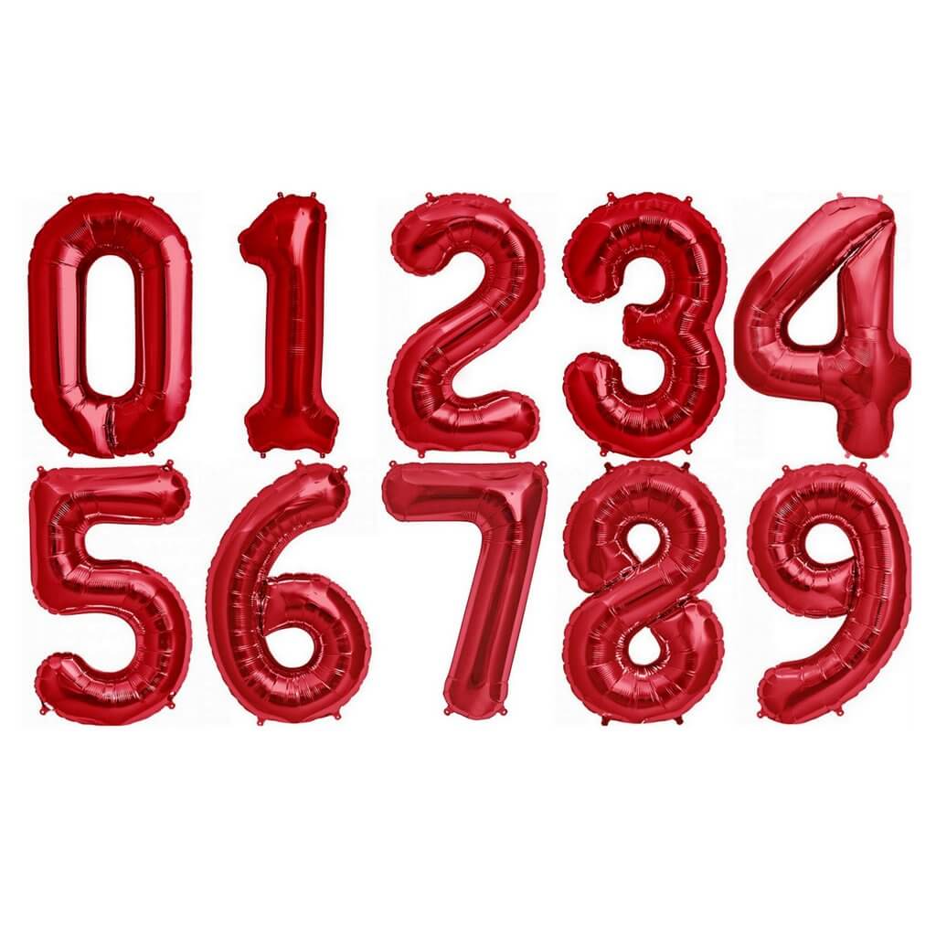 16" Red A-Z Alphabet Letter & 0-9 Number Foil Balloon