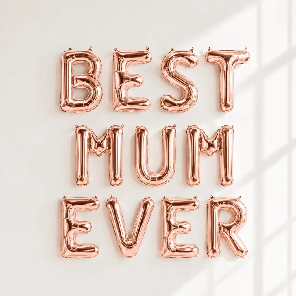 Mother's Day Rose Gold BEST MUM EVER Foil Balloon Banner