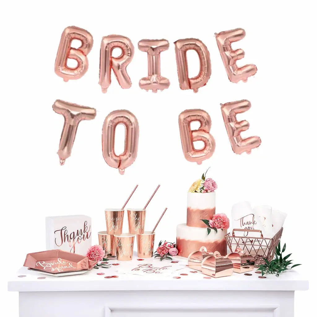 16 Inch Rose Gold BRIDE TO BE Foil Balloon Banner - Online Party Supplies