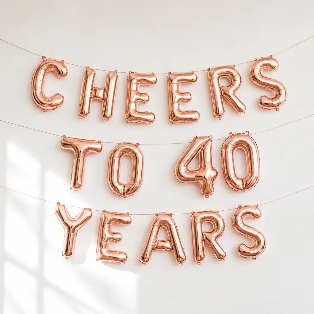 16-inch Rose Gold CHEERS TO 40 YEARS Foil Balloon Banner