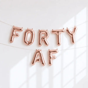 16-inch Rose Gold FORTY AF Birthday Foil Balloon Banner