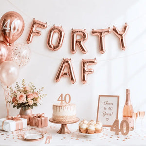16-inch Rose Gold FORTY AF Birthday Foil Balloon Banner