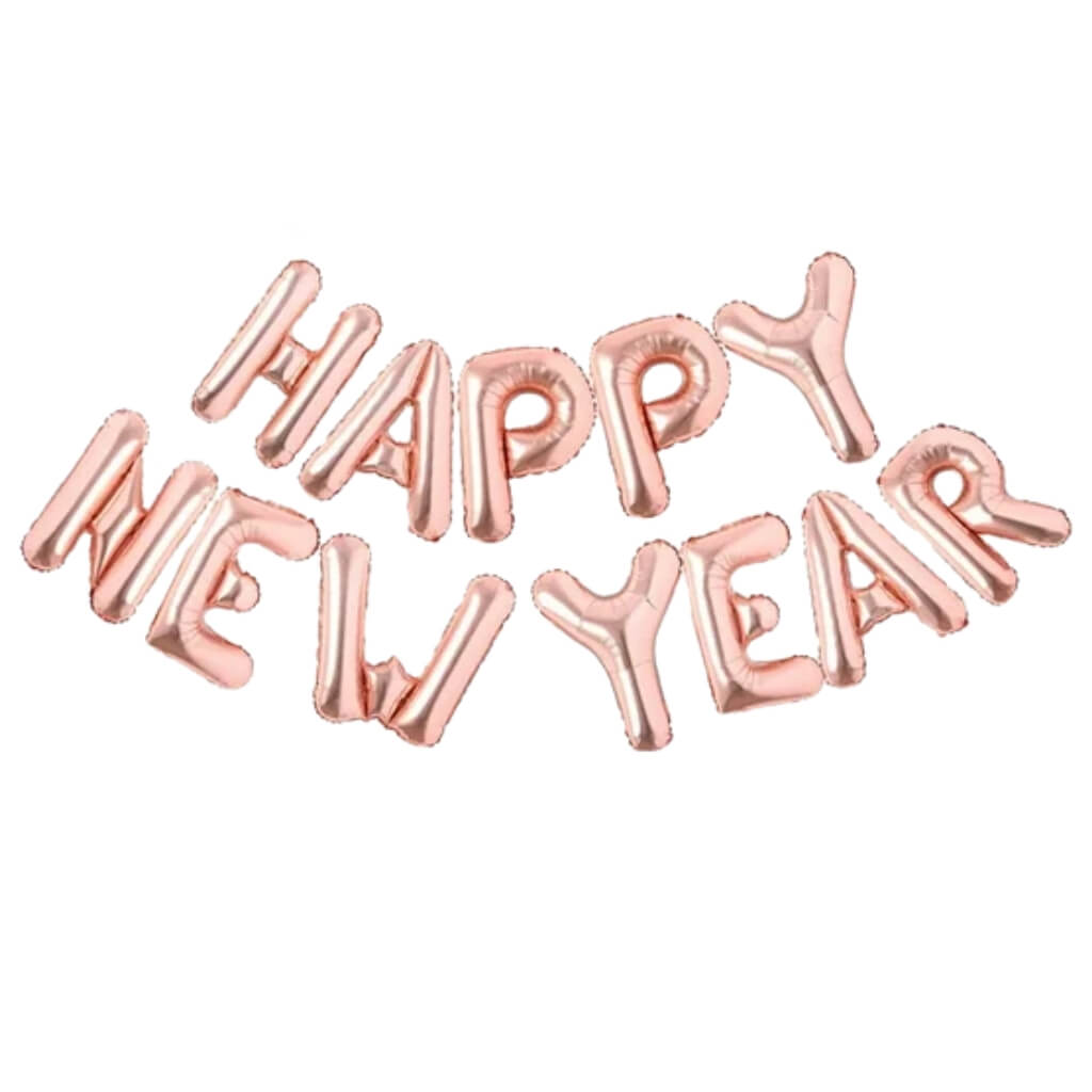 16-inch Rose Gold HAPPY NEW YEAR Foil Balloon Banner