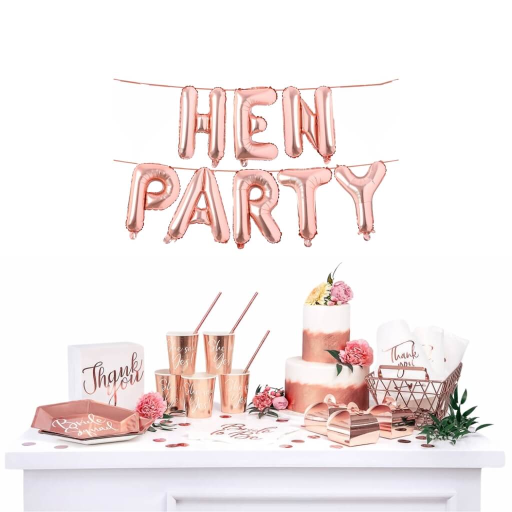 16-inch Rose Gold HEN PARTY Foil Balloon Banner