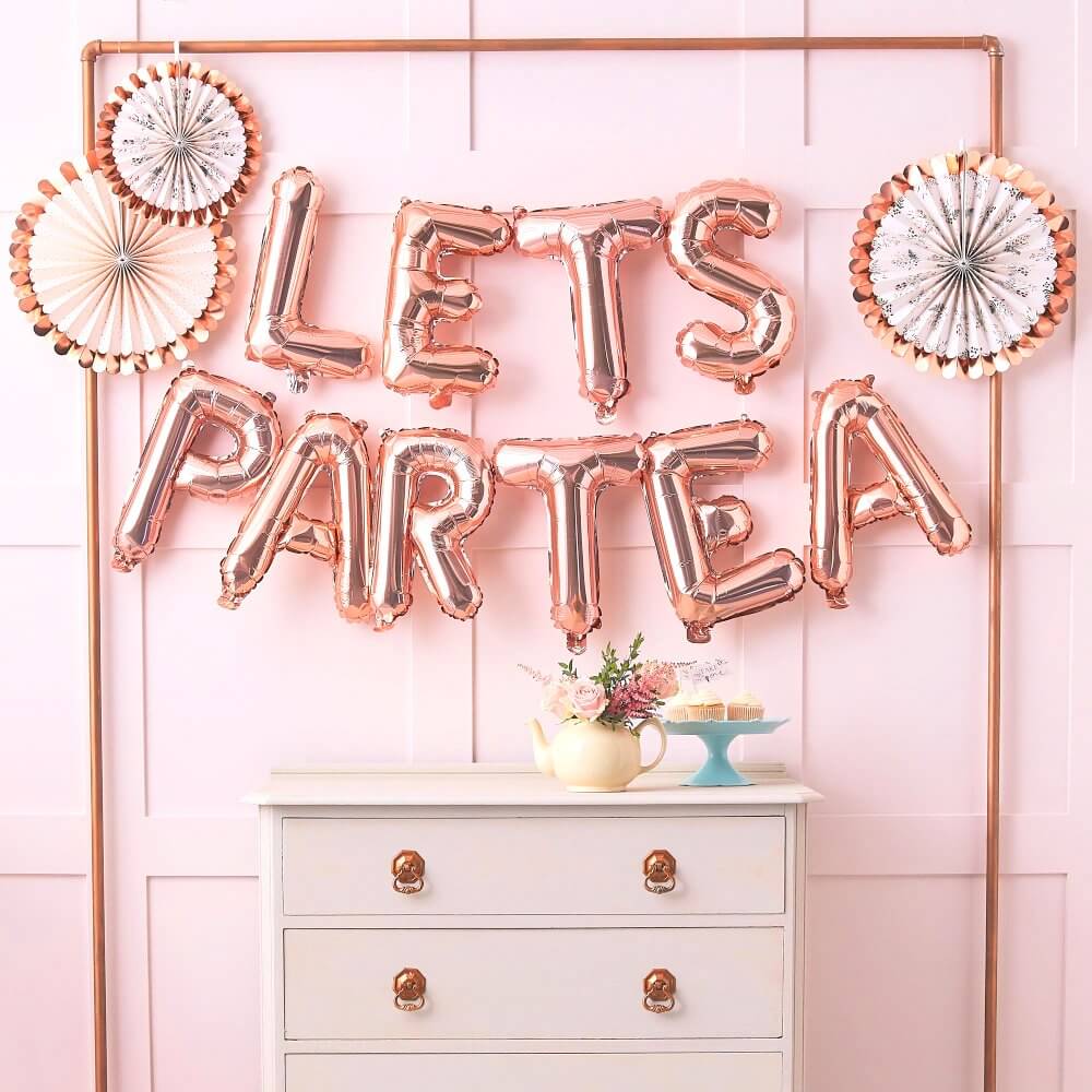 16in Rose Gold LETS PARTEA Foil Balloon Banner