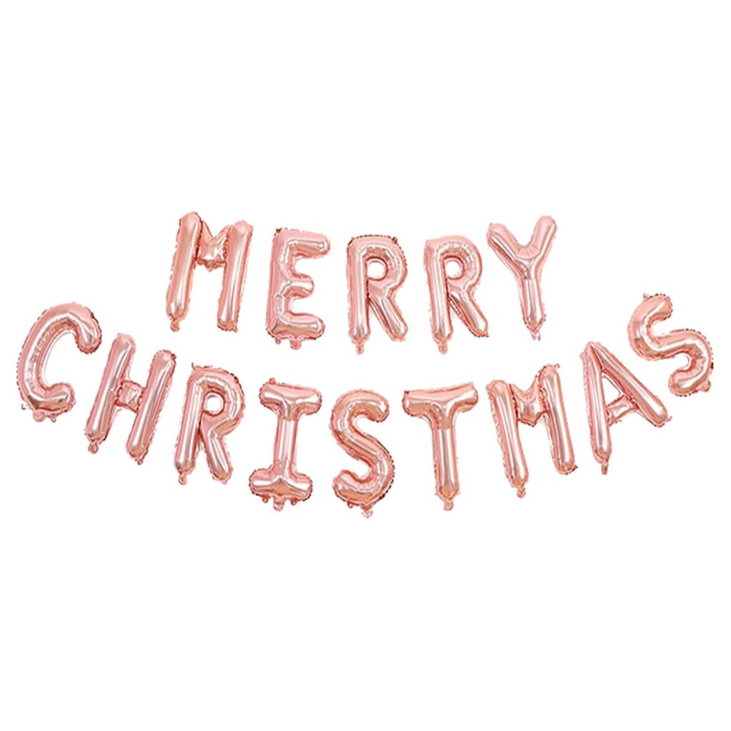 16-inch Rose Gold MERRY CHRISTMAS Foil Balloon Banner Christmas Decorations