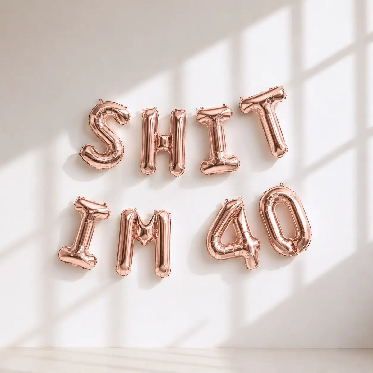 16-inch Rose Gold SHIT IM 40 Foil Birthday Balloon Banner
