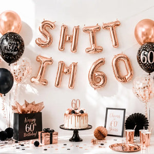 16-inch Rose Gold SHIT IM 60 Foil Birthday Balloon Banner
