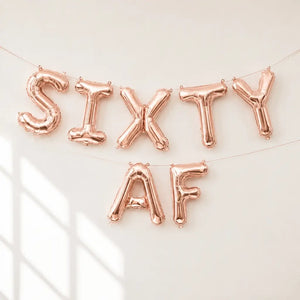 16-inch Rose Gold SIXTY AF Foil Birthday Balloon Banner