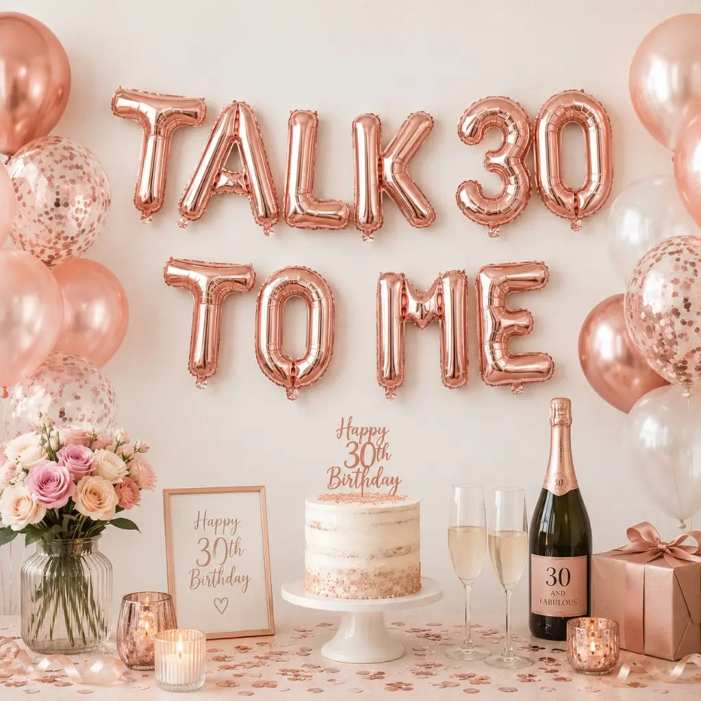16-inch Rose Gold TALK 30 TO ME Foil Balloon Banner