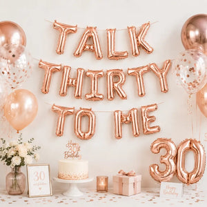 16-inch Rose Gold TALK THIRTY TO ME Foil Balloon Banner