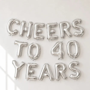 16-inch Silver CHEERS TO 40 YEARS Foil Balloon Banner