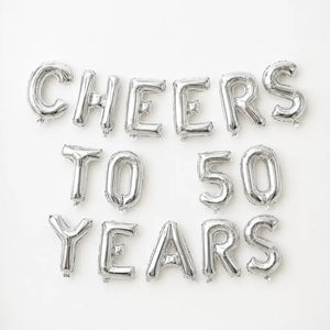 Silver 'hello 50' Birthday Foil Balloon Banner