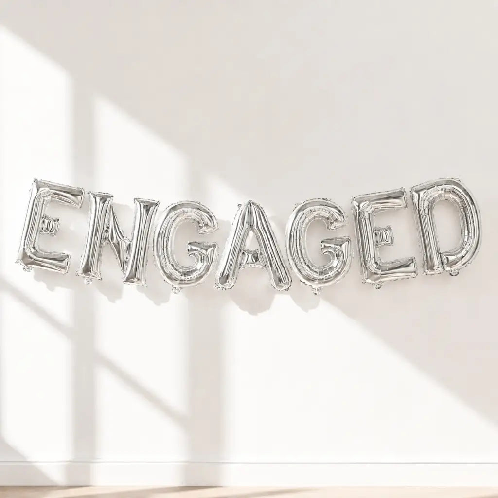 16-inch Silver ENGAGED Foil Balloon Banner