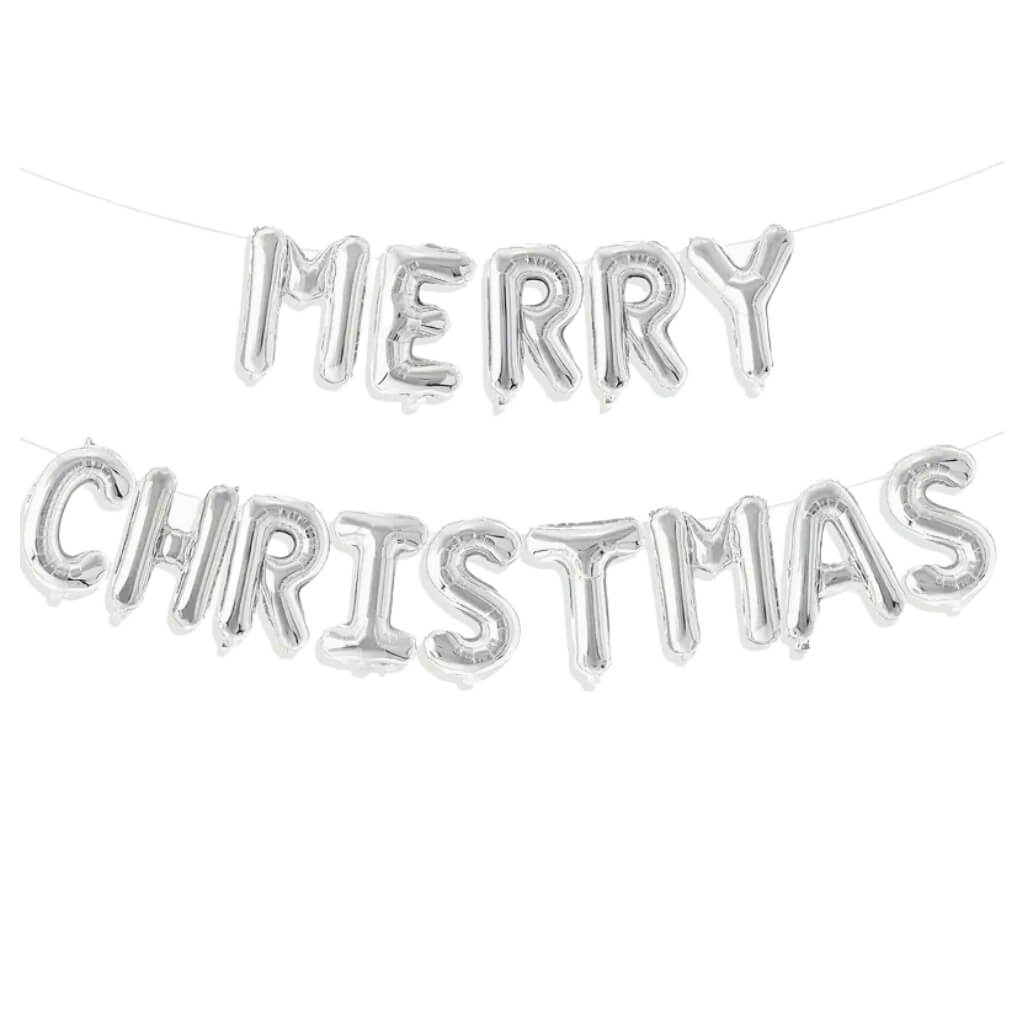 16-inch Silver MERRY CHRISTMAS Foil Balloon Banner