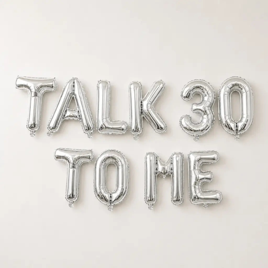 16-inch Silver TALK 30 TO ME Foil Balloon Banner