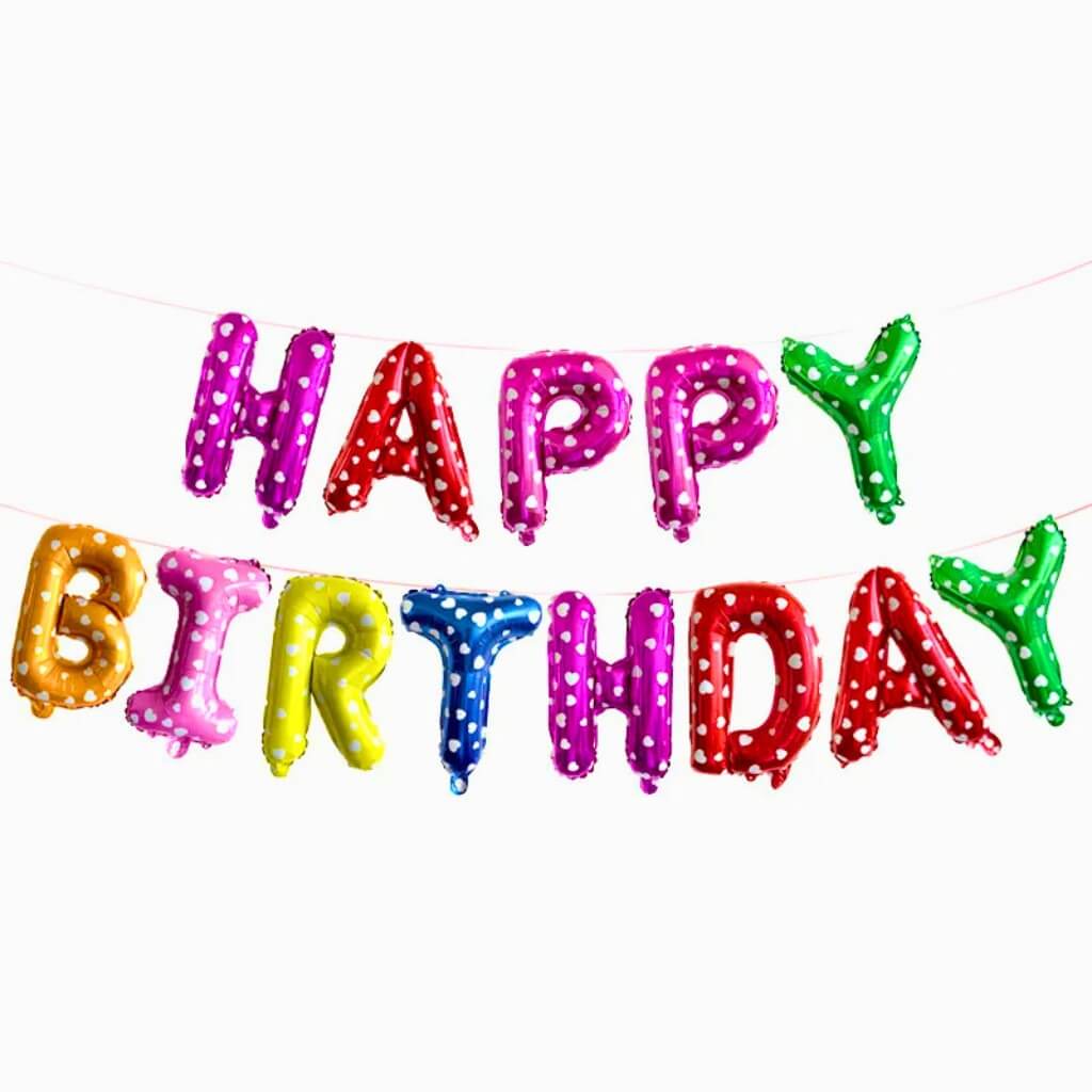 16in Polka Dot Rainbow HAPPY BIRTHDAY Foil Balloon Banner