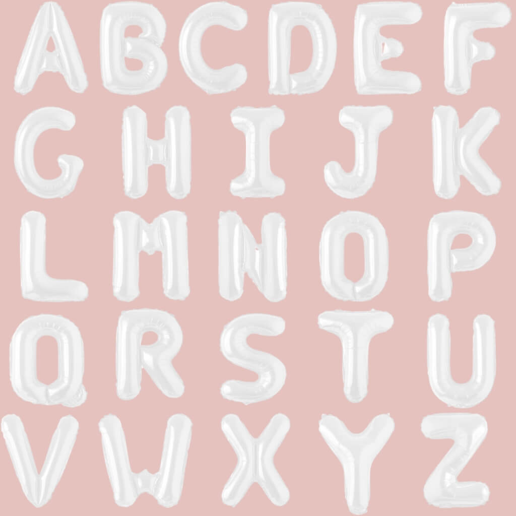 16-inch White A-Z Alphabet Letter Foil Balloon