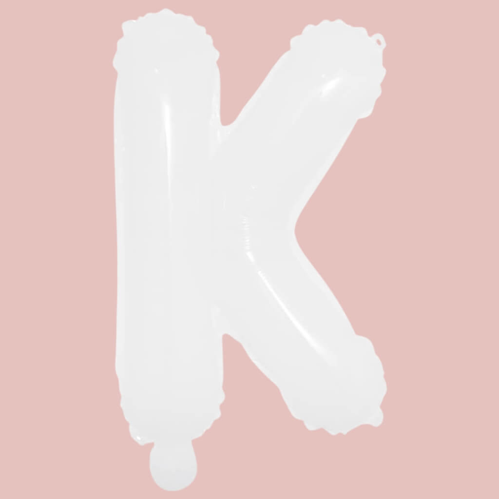 16-inch White A-Z Alphabet Letter k Foil Balloon