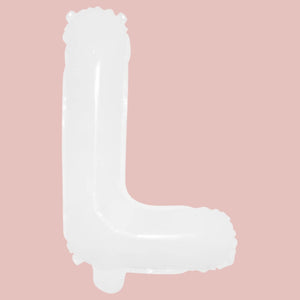 16-inch White A-Z Alphabet Letter l Foil Balloon