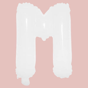 16-inch White A-Z Alphabet Letter m Foil Balloon