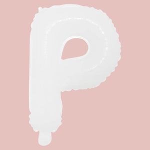 16-inch White A-Z Alphabet Letter p Foil Balloon
