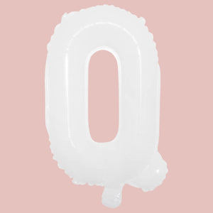 16-inch White A-Z Alphabet Letter q Foil Balloon