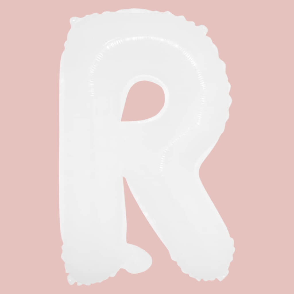 16-inch White A-Z Alphabet Letter r Foil Balloon