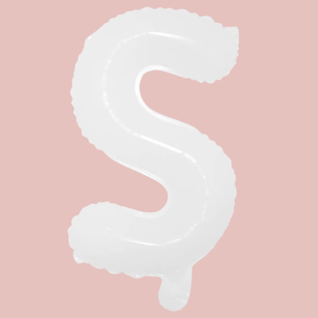 16-inch White A-Z Alphabet Letter s Foil Balloon