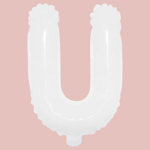 16-inch White A-Z Alphabet Letter u Foil Balloon