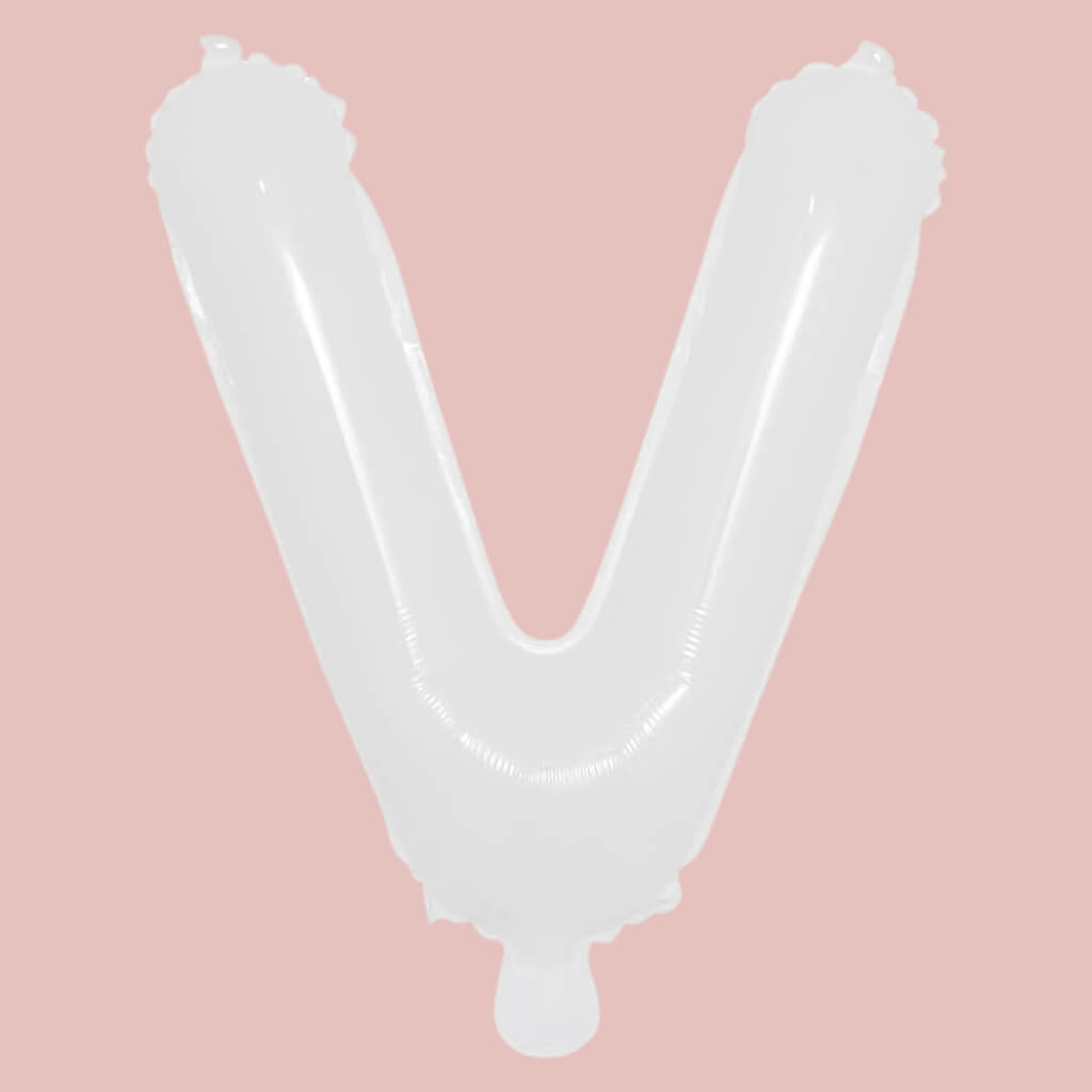 16-inch White A-Z Alphabet Letter v Foil Balloon