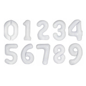 16 inch White 0-9 Number Foil Balloon