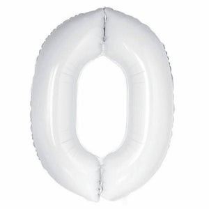 16 inch White Number 0 Foil Balloon