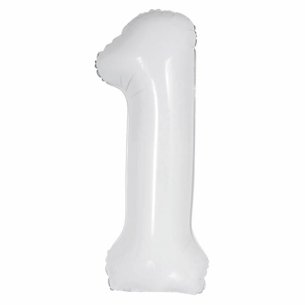 16 inch White Number 1 Foil Balloon