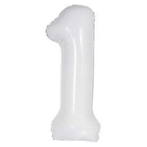 16 inch White Number 1 Foil Balloon