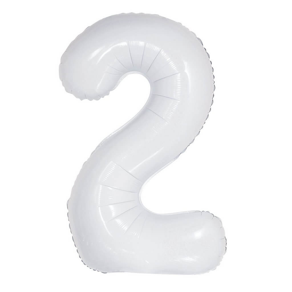 16 inch White Number 2 Foil Balloon