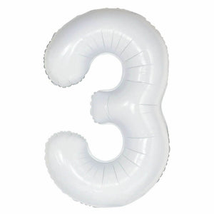 16 inch White Number 3 Foil Balloon