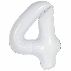 16 inch White Number 4 Foil Balloon