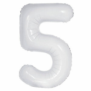 16 inch White Number 5 Foil Balloon