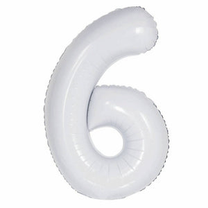 16 inch White Number 6 Foil Balloon