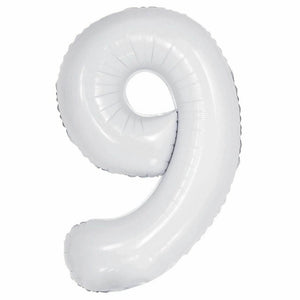 16 inch White Number 9 Foil Balloon