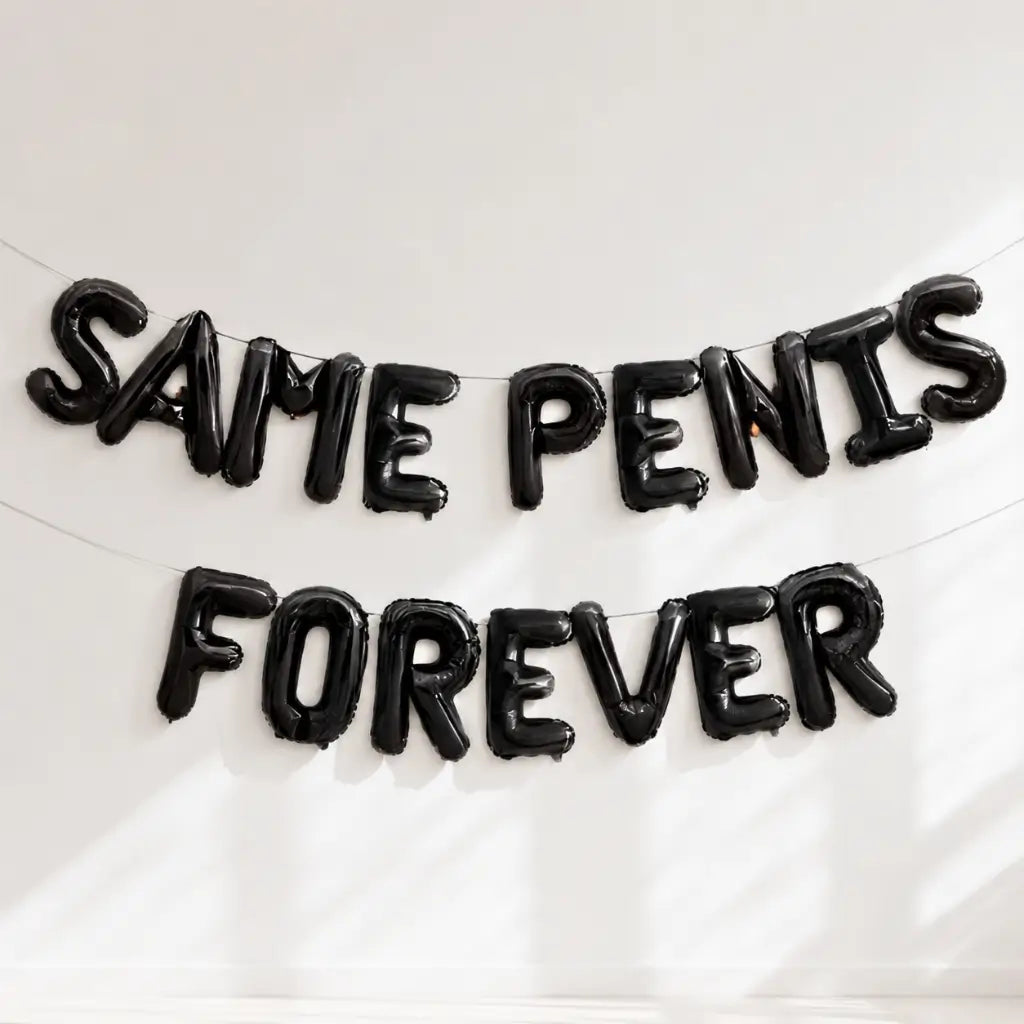 16-inch Black SAME PENIS FOREVER Foil Balloon Banner