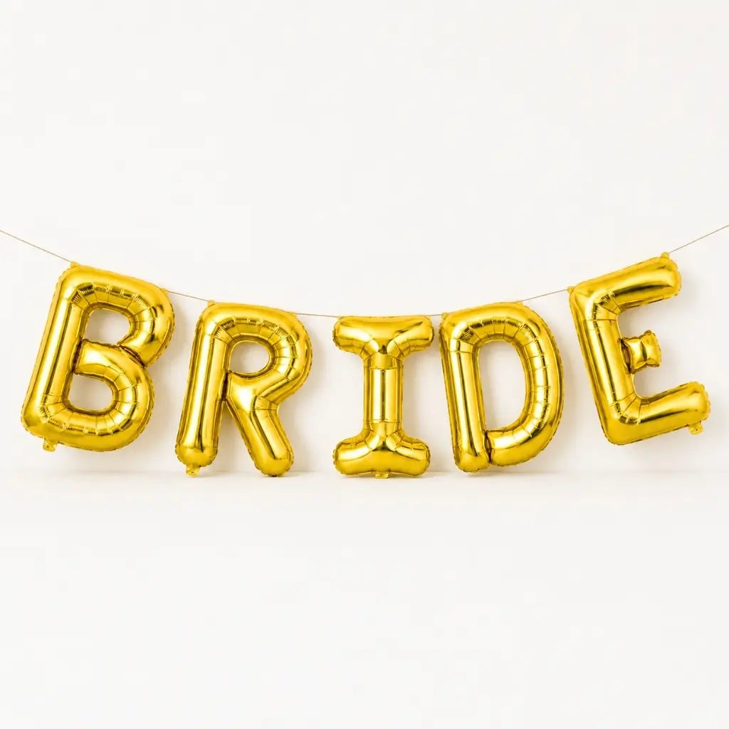 16-inch Gold 'BRIDE' Foil Balloon Banner